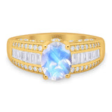 Art Deco Oval Natural Stone Cocktail Ring