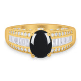 Art Deco Oval Natural Stone Cocktail Ring