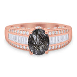 Art Deco Oval Natural Stone Cocktail Ring