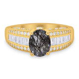 Art Deco Oval Natural Stone Cocktail Ring
