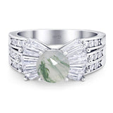 Art Deco Round Natural Stone Cocktail Ring