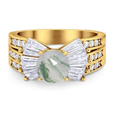 Art Deco Round Natural Stone Cocktail Ring