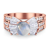 Art Deco Round Natural Stone Cocktail Ring