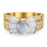 Art Deco Round Natural Stone Cocktail Ring