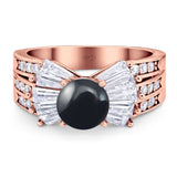 Art Deco Round Natural Stone Cocktail Ring