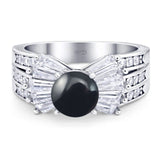 Art Deco Round Natural Stone Cocktail Ring