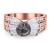 Art Deco Round Natural Stone Cocktail Ring