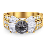 Art Deco Round Natural Stone Cocktail Ring