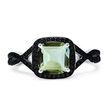 Art Deco Cushion Cut Halo Infinity Twist Ring