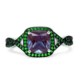 Art Deco Cushion Cut Halo Infinity Twist Ring