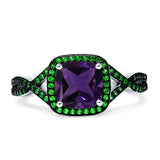 Art Deco Cushion Cut Halo Infinity Twist Ring