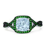 Art Deco Cushion Cut Halo Infinity Twist Ring