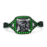 Art Deco Cushion Cut Halo Infinity Twist Ring