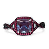 Art Deco Cushion Cut Halo Infinity Twist Ring