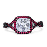 Art Deco Cushion Cut Halo Infinity Twist Ring