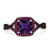 Art Deco Cushion Cut Halo Infinity Twist Ring