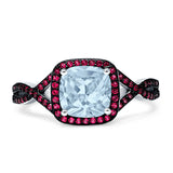 Art Deco Cushion Cut Halo Infinity Twist Ring