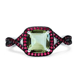 Art Deco Cushion Cut Halo Infinity Twist Ring