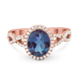Art Deco Oval Natural Stone Twisted Ring