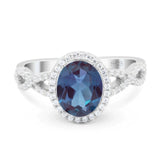 Art Deco Oval Natural Stone Twisted Ring
