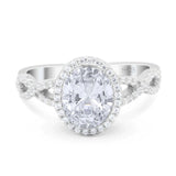 Oval Moissanite Infinity Shank Twisted Ring 925 Sterling Silver
