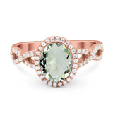 Art Deco Oval Natural Stone Twisted Ring