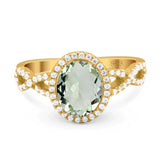Art Deco Oval Natural Stone Twisted Ring