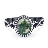 Art Deco Oval Natural Stone Twisted Ring