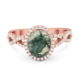 Art Deco Oval Natural Stone Twisted Ring