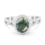 Art Deco Oval Natural Stone Twisted Ring