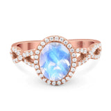 Art Deco Oval Natural Stone Twisted Ring