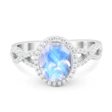 Art Deco Oval Natural Stone Twisted Ring