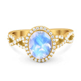 Art Deco Oval Natural Stone Twisted Ring