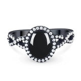 Art Deco Oval Natural Stone Twisted Ring