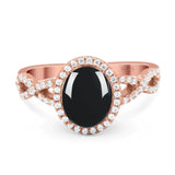 Art Deco Oval Natural Stone Twisted Ring