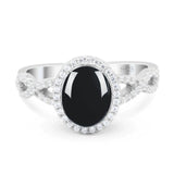 Art Deco Oval Natural Stone Twisted Ring