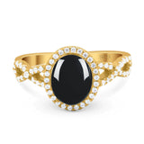 Art Deco Oval Natural Stone Twisted Ring