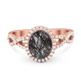 Art Deco Oval Natural Stone Twisted Ring