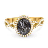 Art Deco Oval Natural Stone Twisted Ring