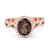 Art Deco Oval Natural Stone Twisted Ring