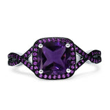 Art Deco Cushion Cut Halo Infinity Twist Ring