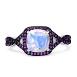 Art Deco Cushion Cut Halo Infinity Twist Ring