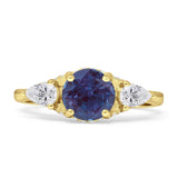 Three Stone Round Hidden Halo Trellis Ring
