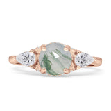 Three Stone Round Hidden Halo Trellis Ring