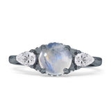 Three Stone Round Hidden Halo Trellis Ring