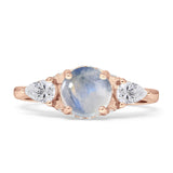 Three Stone Round Hidden Halo Trellis Ring