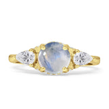 Three Stone Round Hidden Halo Trellis Ring