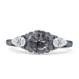 Three Stone Round Hidden Halo Trellis Ring