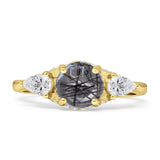 Three Stone Round Hidden Halo Trellis Ring