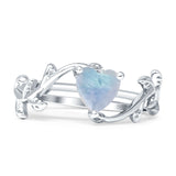 Heart Natural Moonstone Leaf Art Deco Promise Ring 925 Sterling Silver